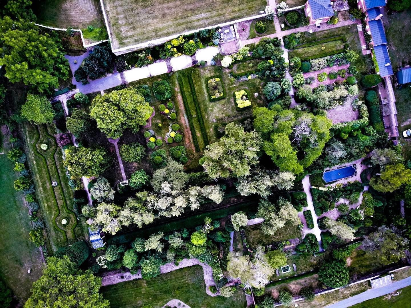 Aerial image of gardens