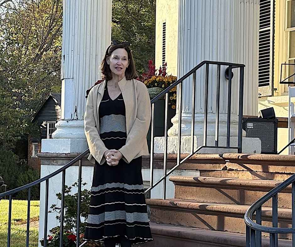 National Trust President and CEO Carol Quillen speaks during a Oct. 9, 2025, gathering at Oatlands. Norman K. Styer/Loudoun Now